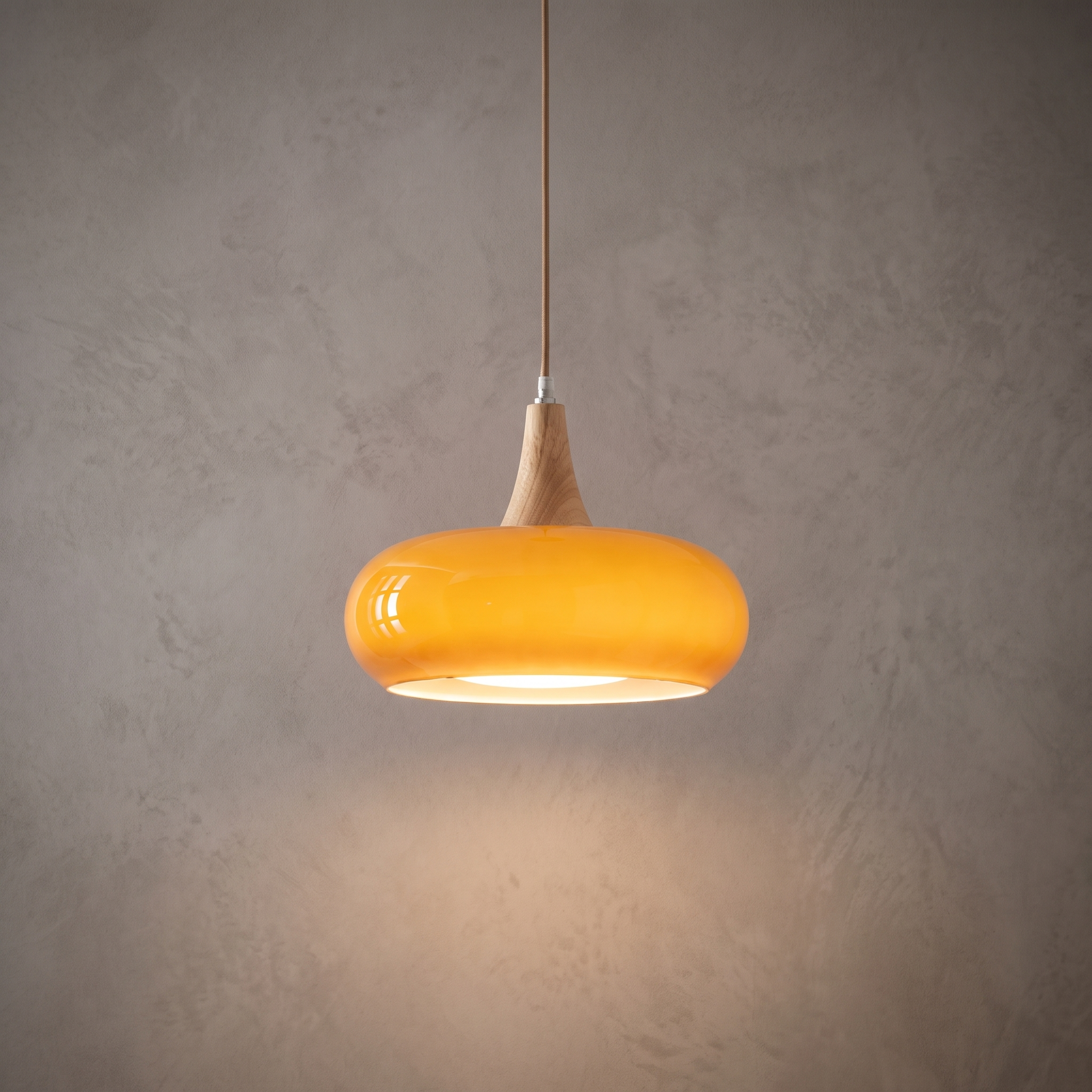 Glass and Wood Pendant Light