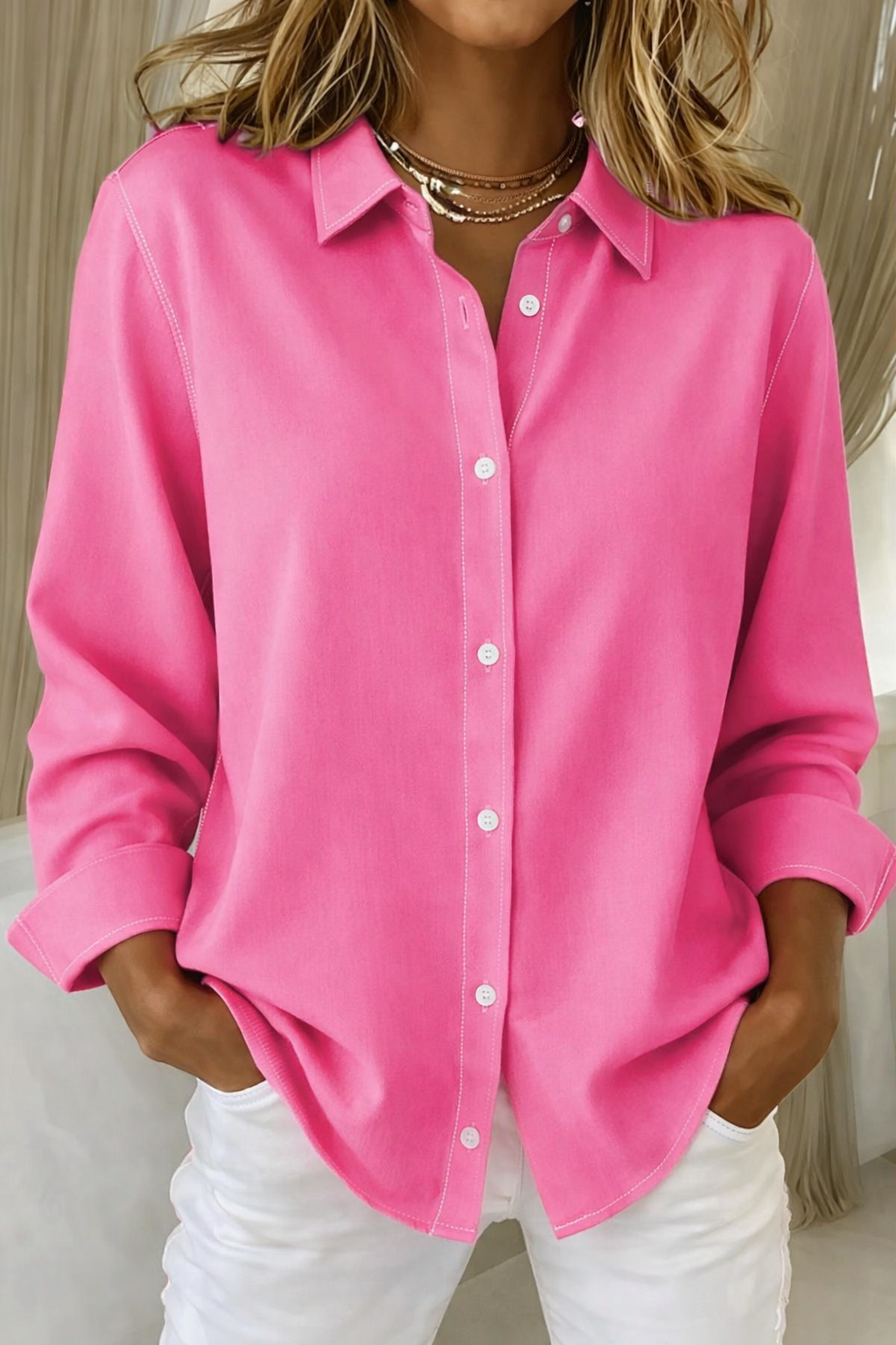 Grace Elegant Button Blouse