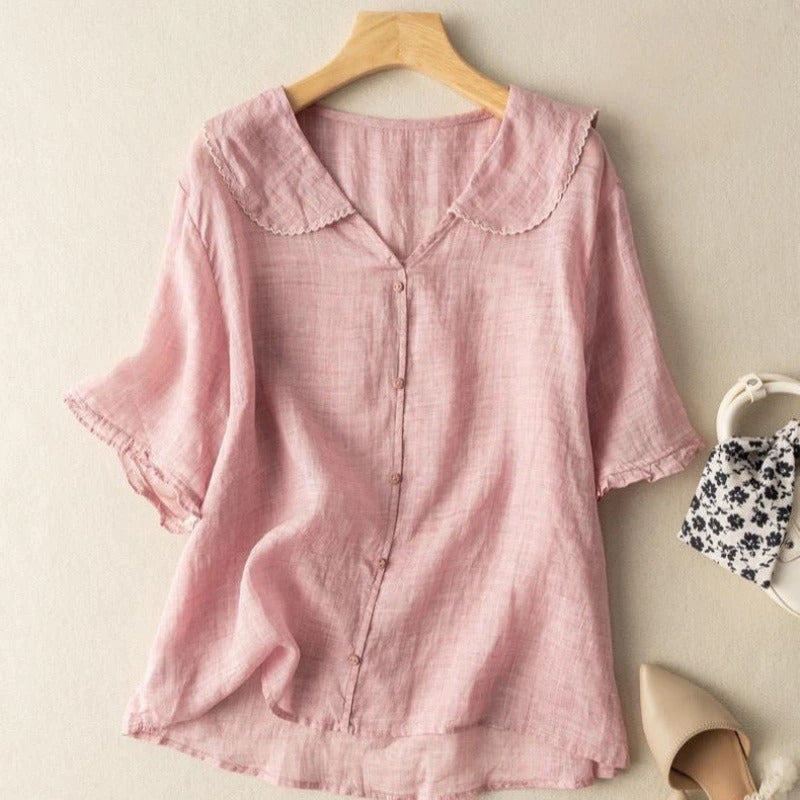 Greta Vintage Blouse with Button Detail
