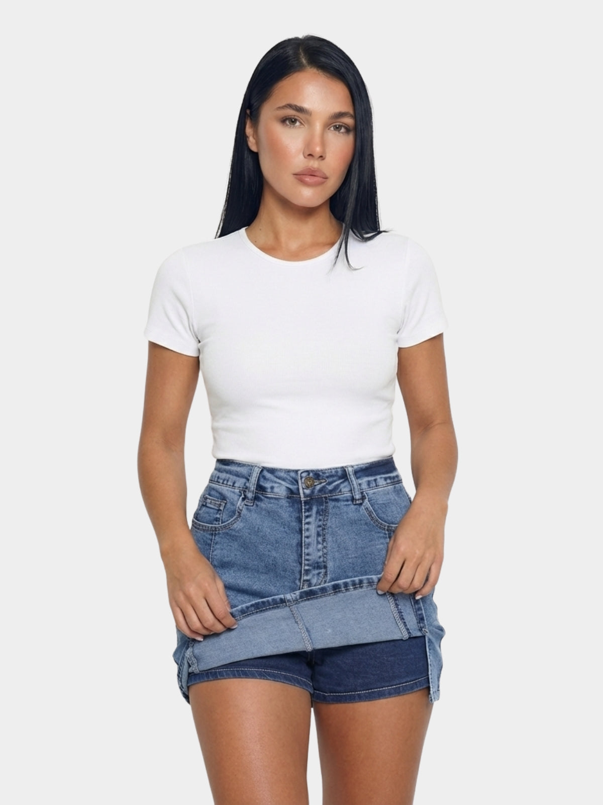 High Waist Denim Mini Skirt