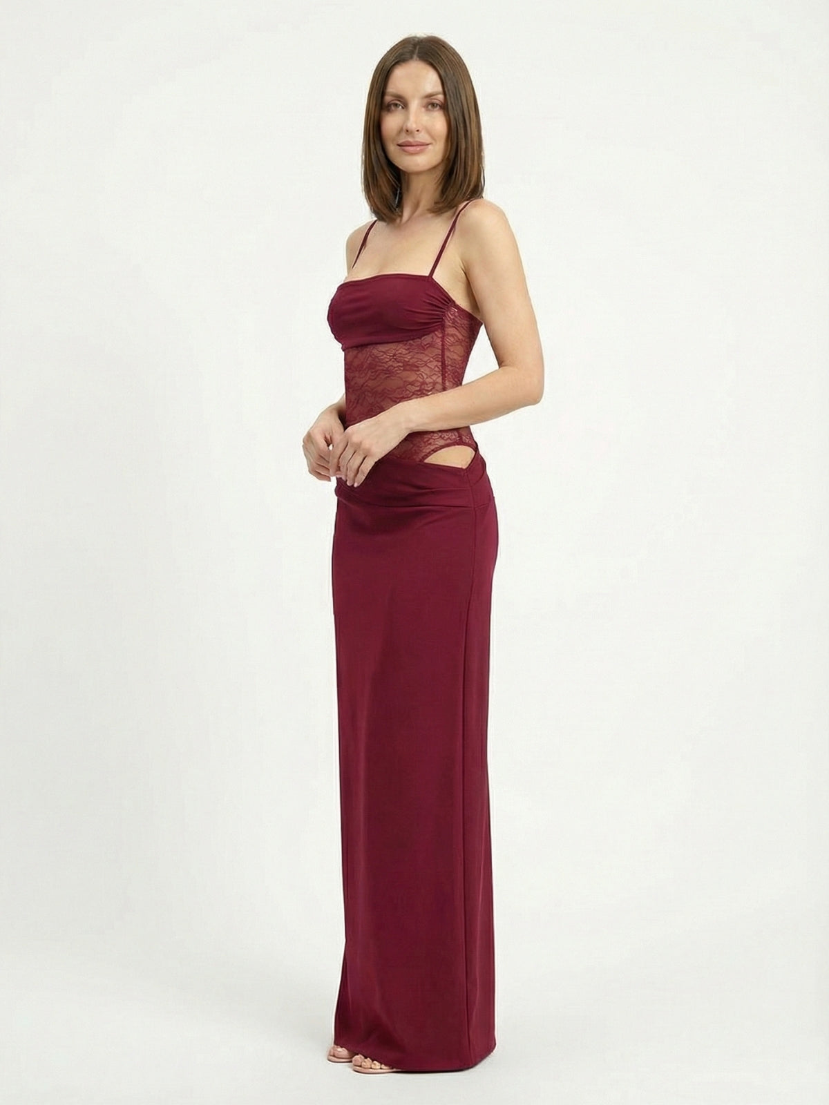 Elegant Lace Cut Out Maxi Dress