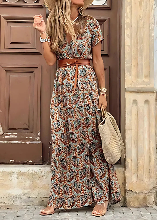 Lily Airy Boho Maxi Dress With Matching Belt