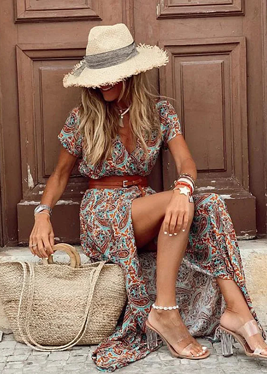 Lily Airy Boho Maxi Dress With Matching Belt