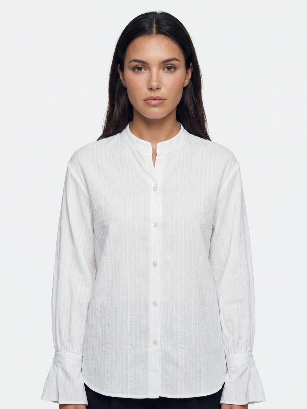 Mandarin Collar Flare Cuff Shirt