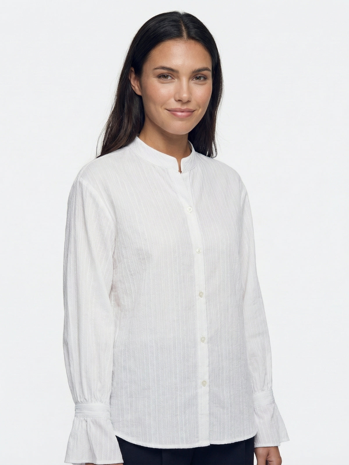 Mandarin Collar Flare Cuff Shirt
