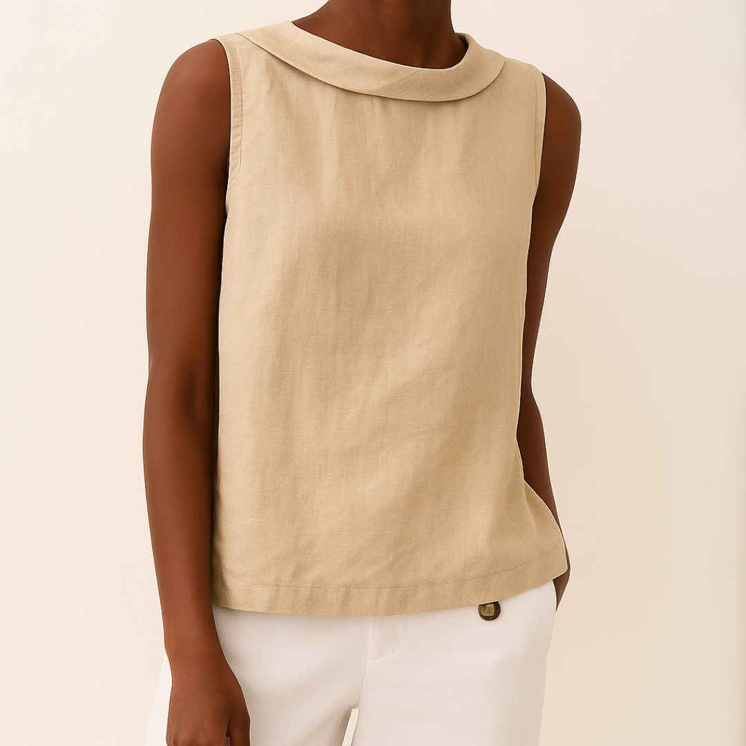 Margot Sleeveless Roll Collar Top