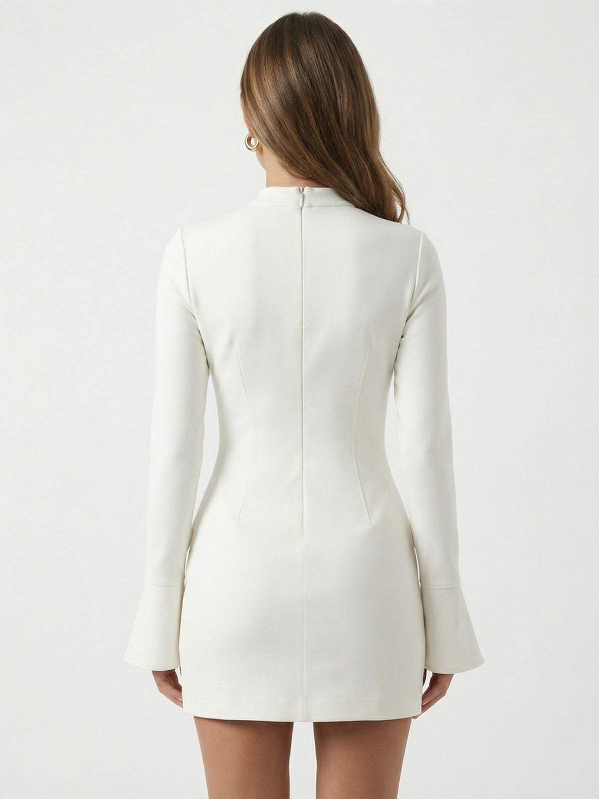 Mock Neck Flare Cuff Mini Dress