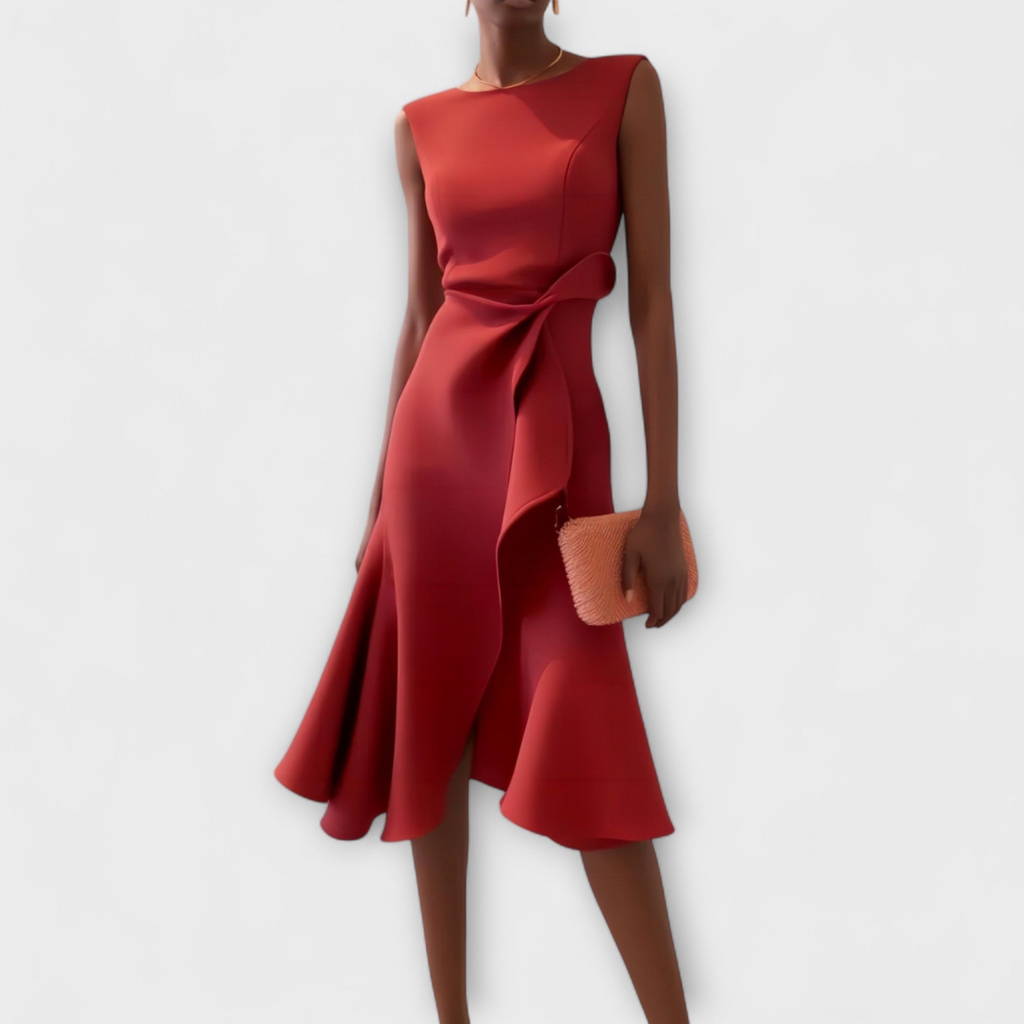 Naomi Draped Asymmetric Midi Dress