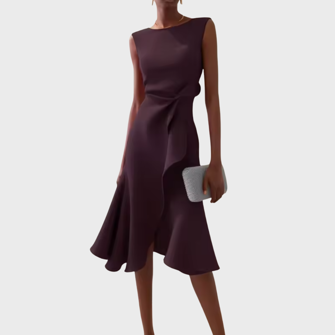 Naomi Draped Asymmetric Midi Dress