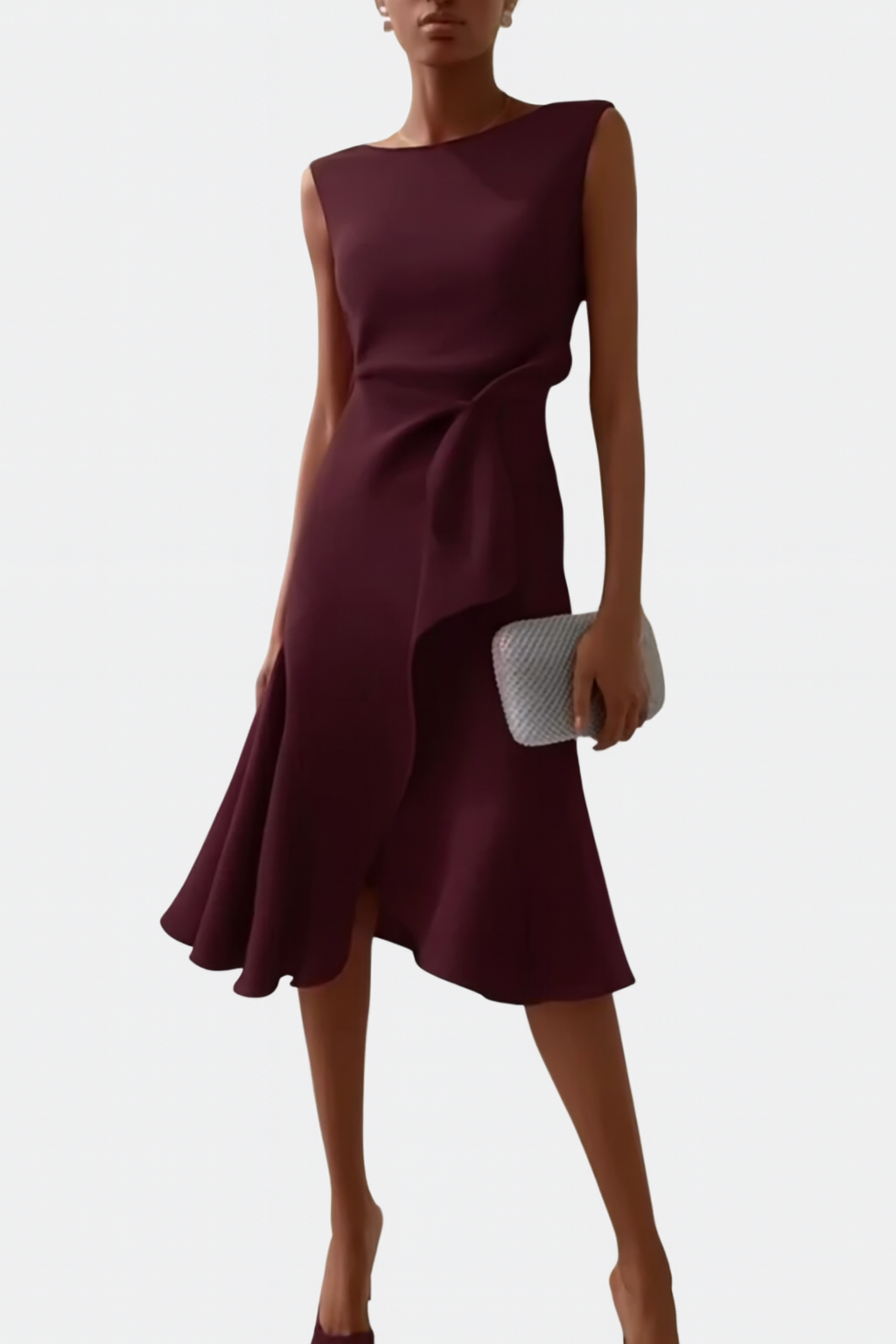 Naomi Draped Asymmetric Midi Dress