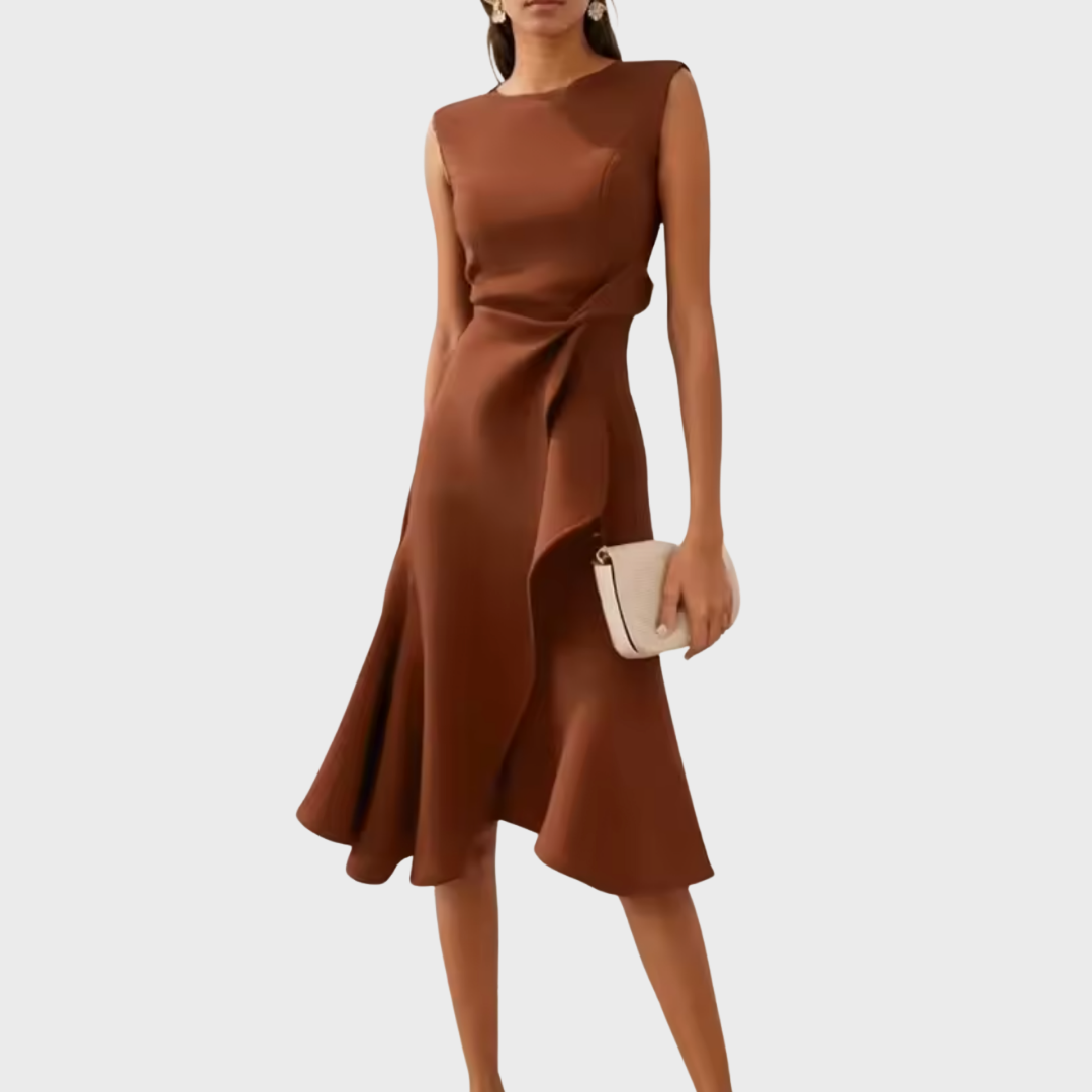 Naomi Draped Asymmetric Midi Dress