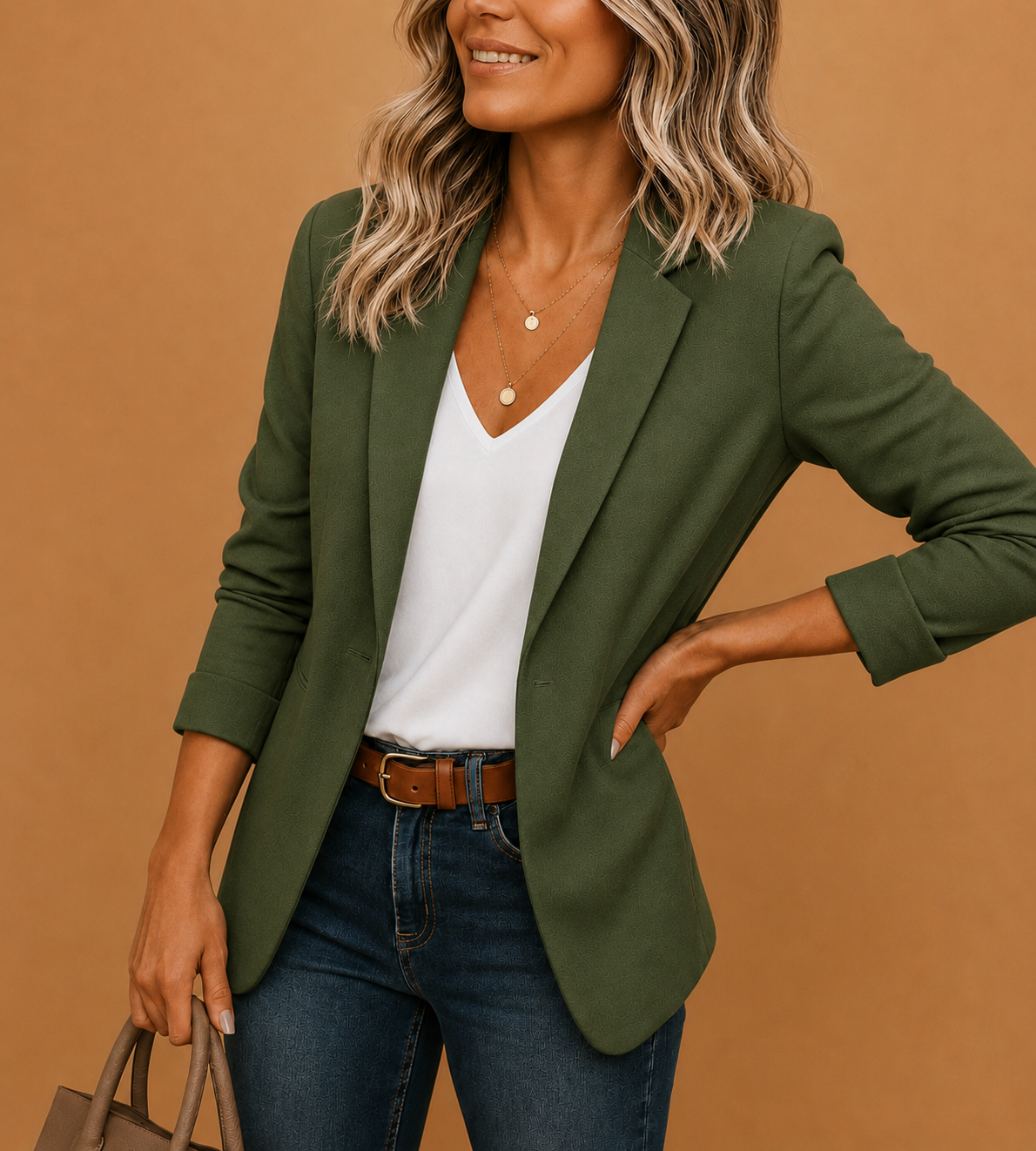 Nova Women's Fitted Blazer One Button Slim Fit Jacket