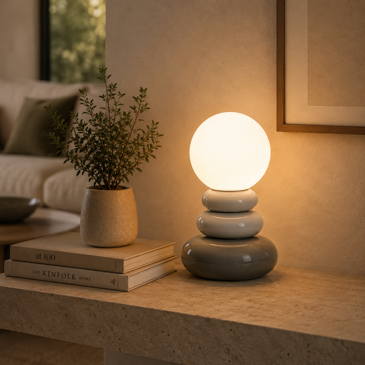 Opal Orb Ceramic Table Lamp