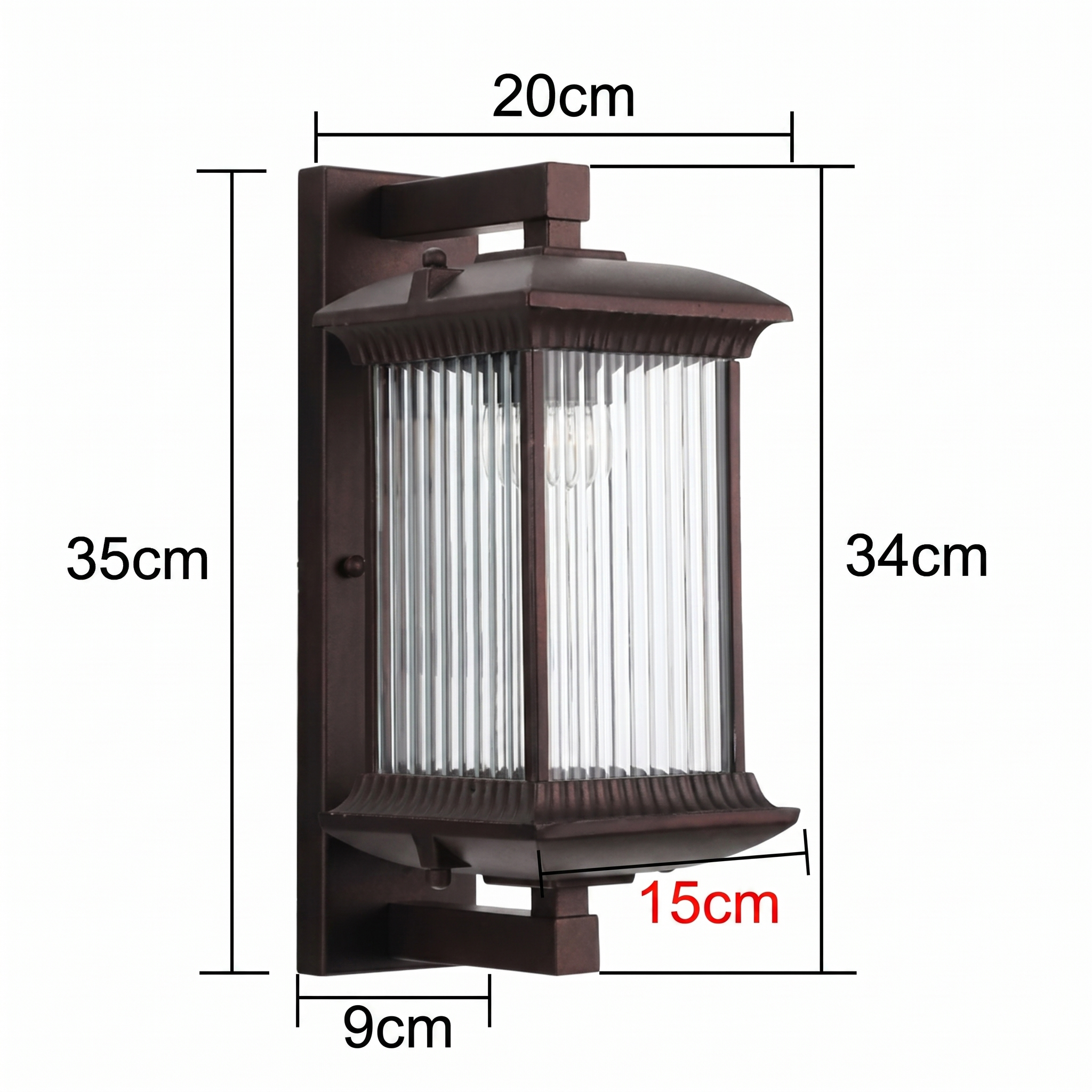 Outdoor Wall Lantern Light - Fluted Glass Porch Sconce