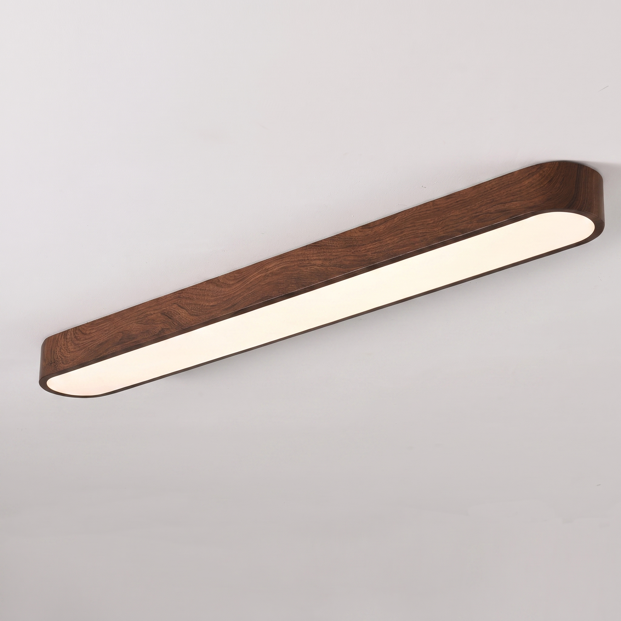 Oval LED Flush Mount Ceiling Light - Natural Oak Frame