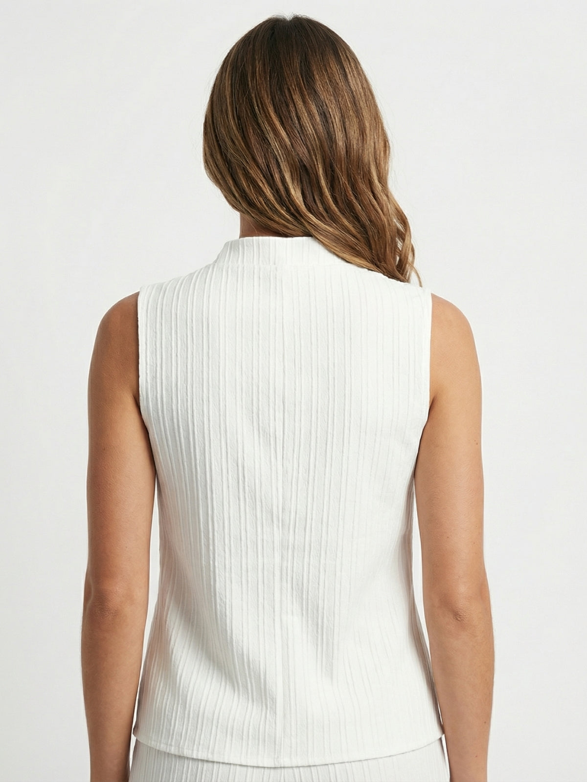Pleated Sleeveless V-Neck Top