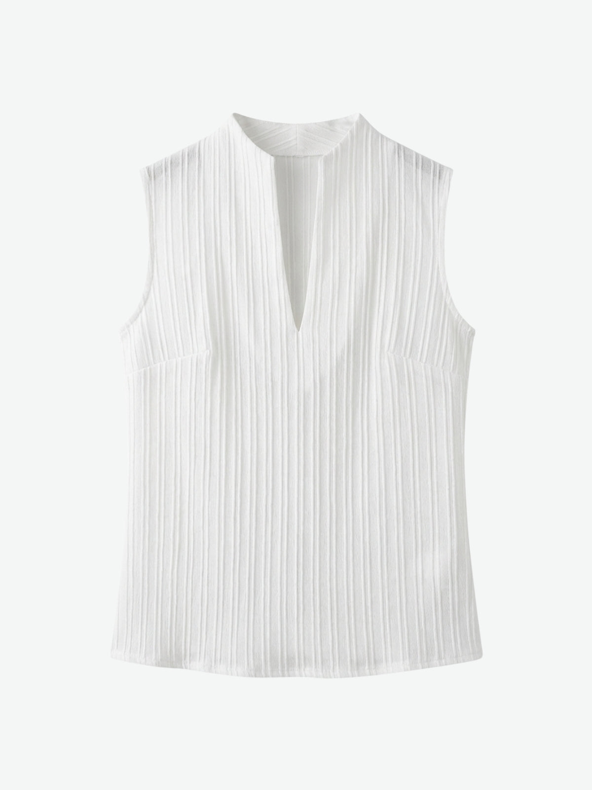 Pleated Sleeveless V-Neck Top