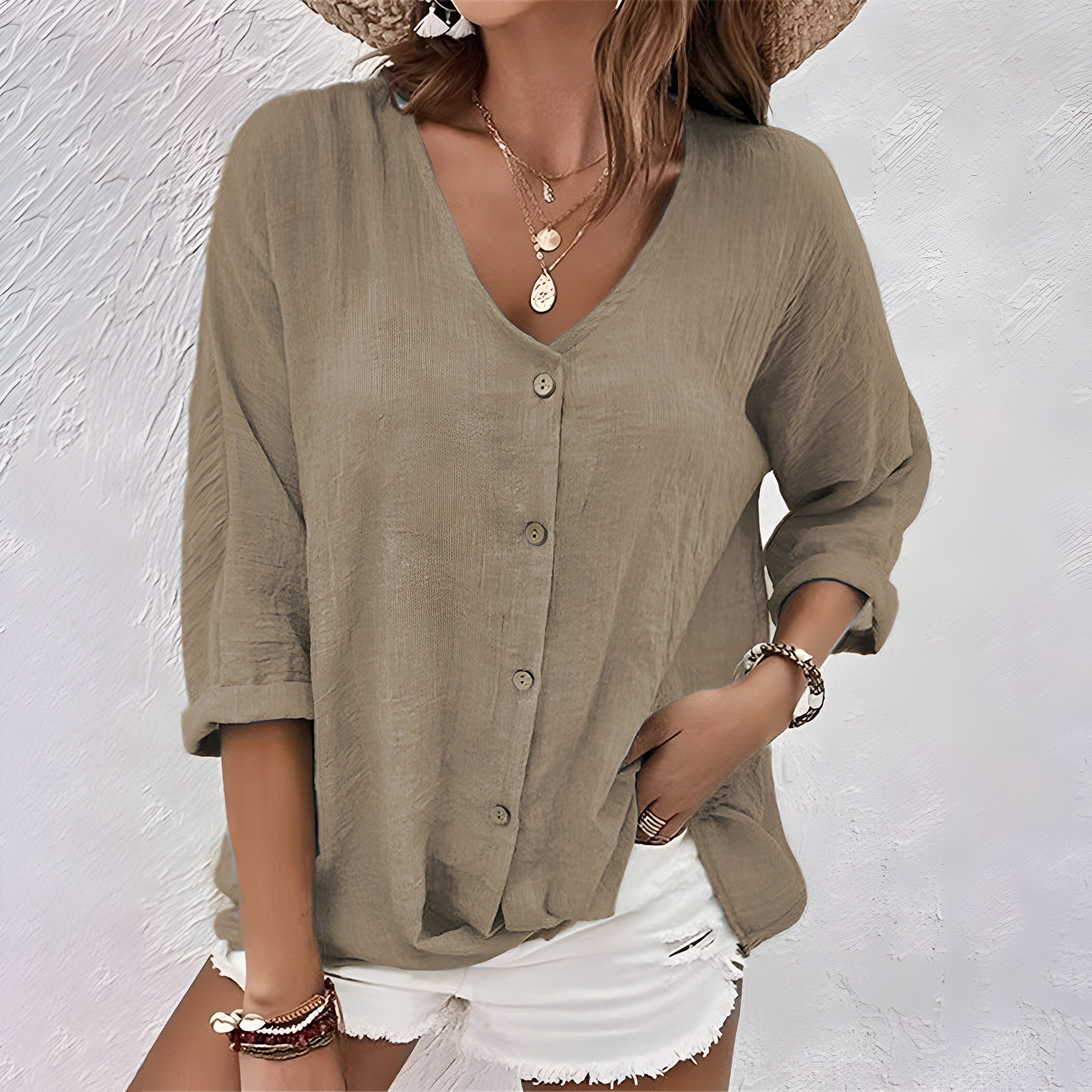 Priya Relaxed Button-Up Blouse