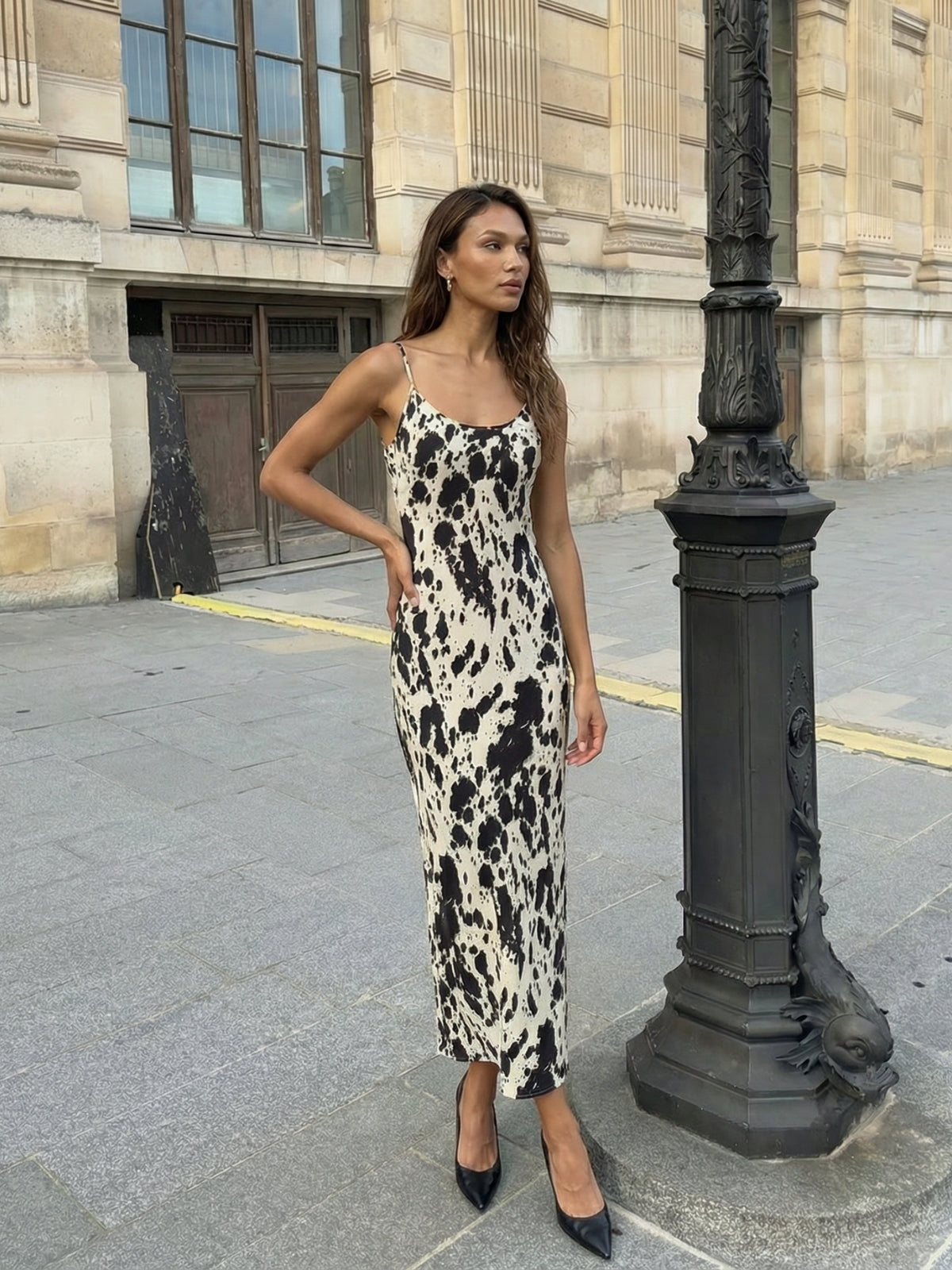 Retro Print Maxi Dress