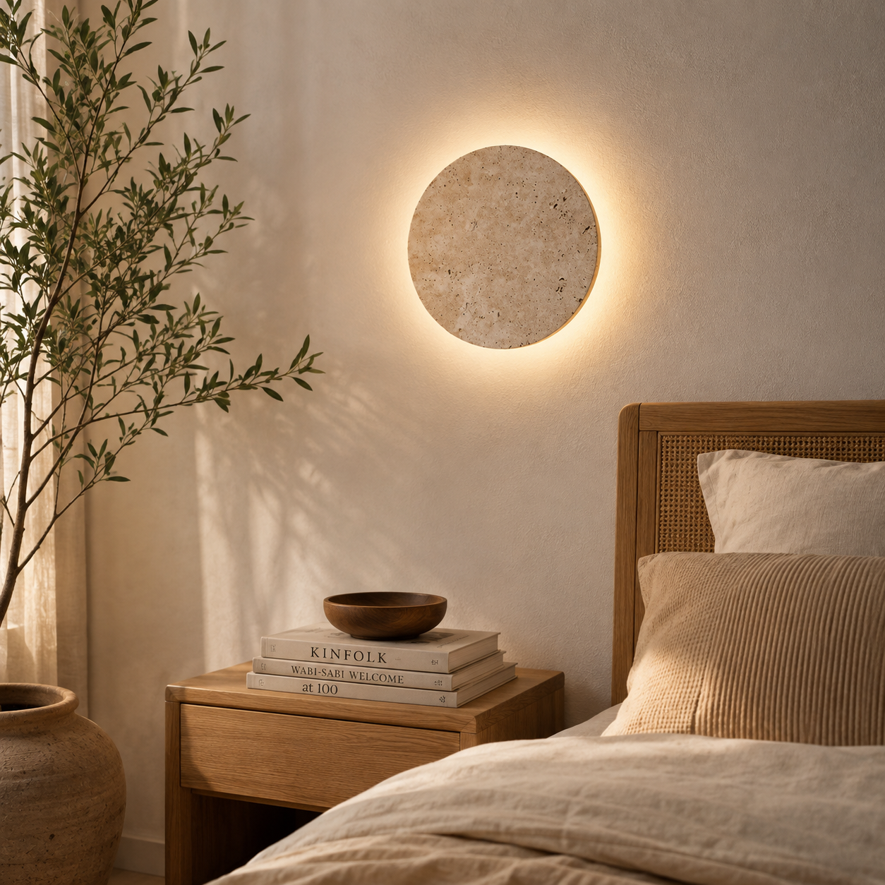 Round Travertine Wall Light
