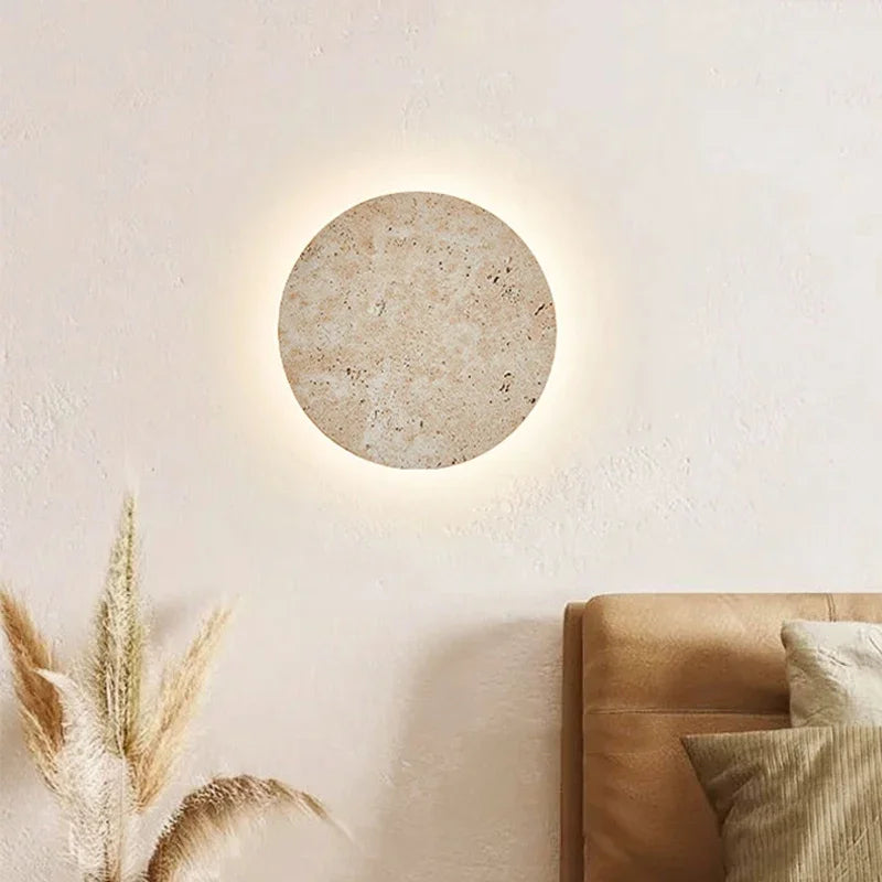 Round Travertine Wall Light