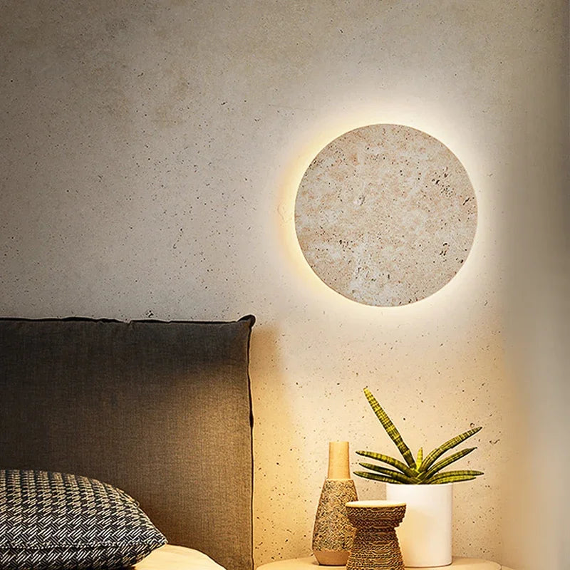 Round Travertine Wall Light