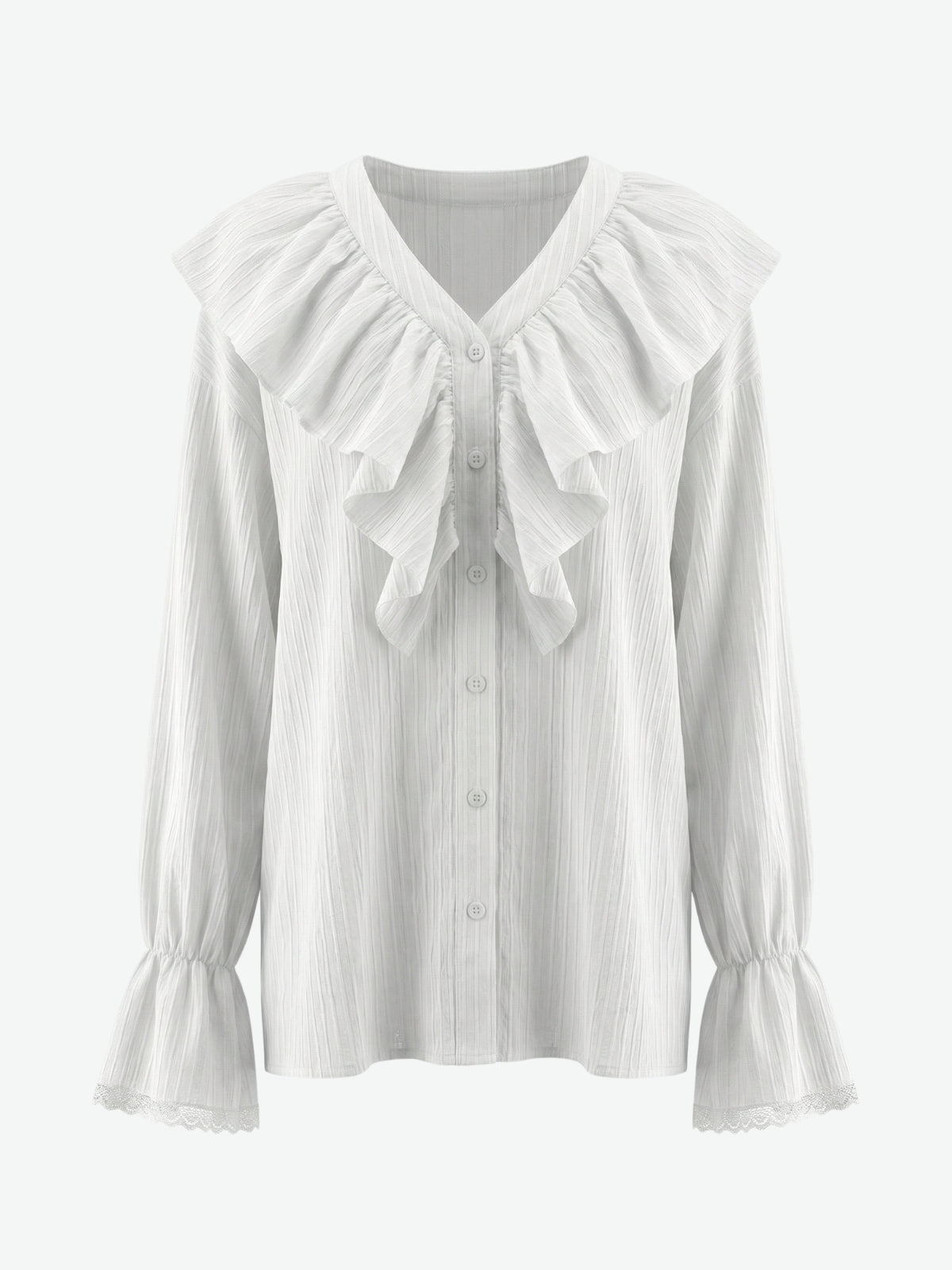 Ruffle Collar Flare Sleeve Blouse