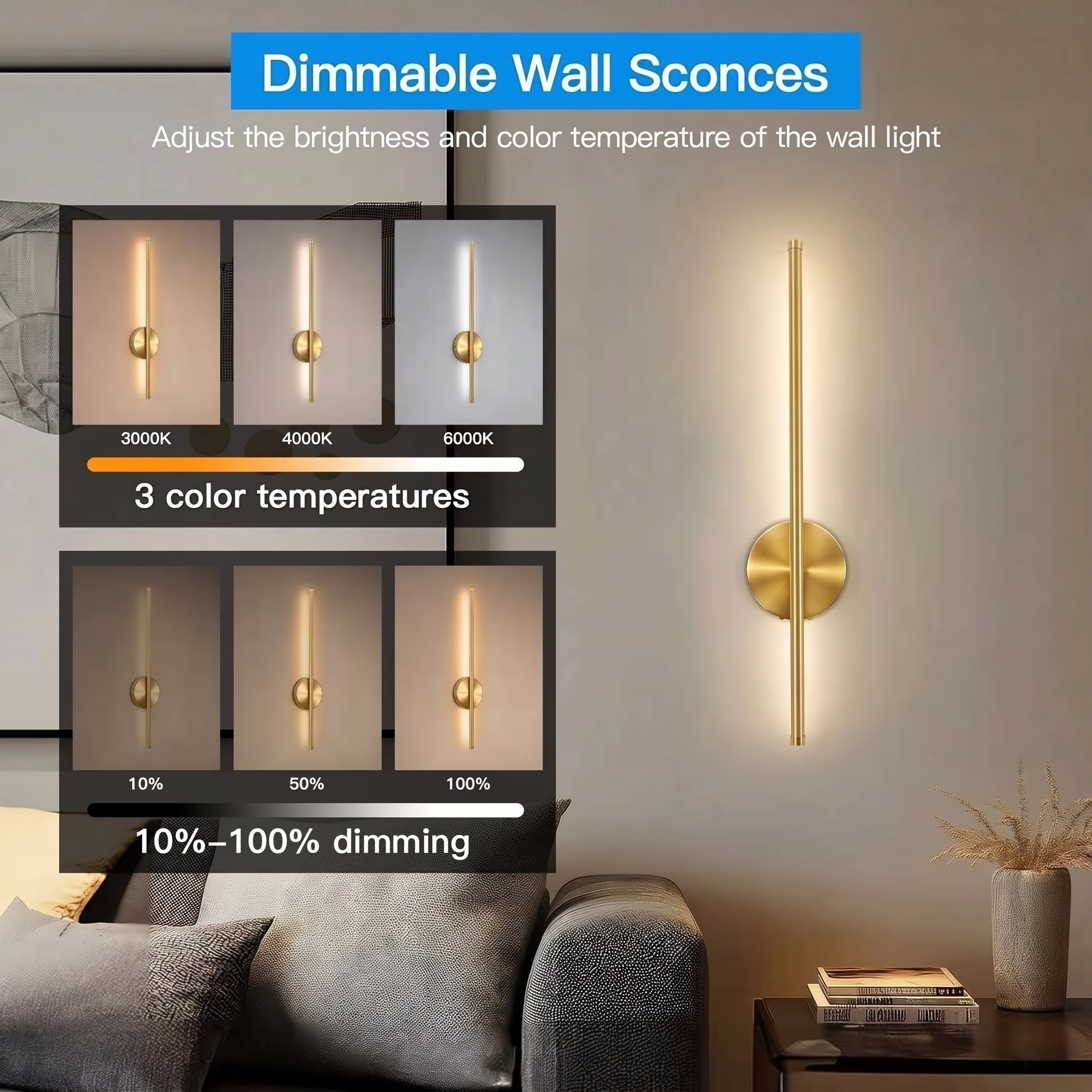 Slim Bar Cordless Wall Light