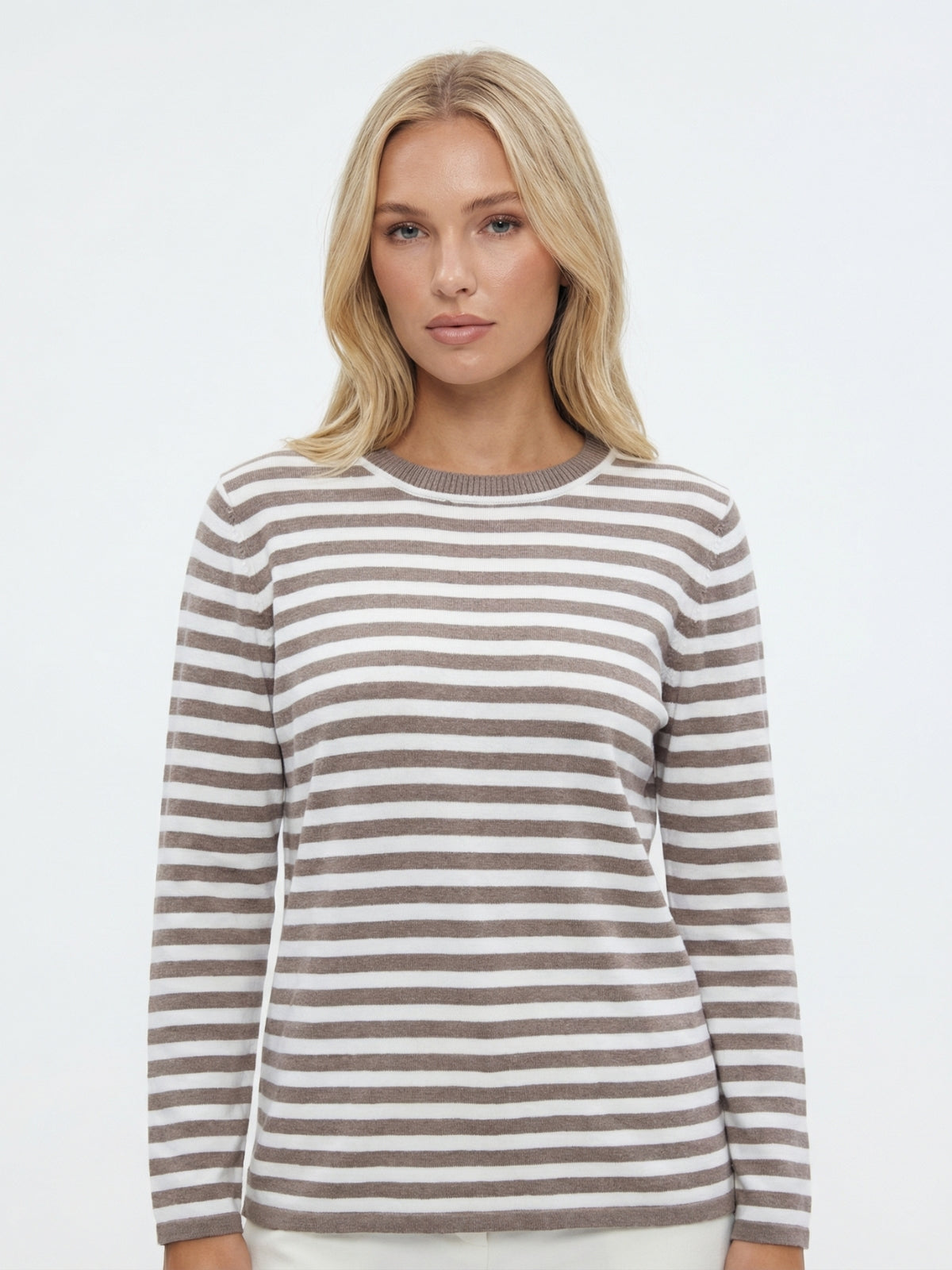 Striped Crew Neck Knit Sweater