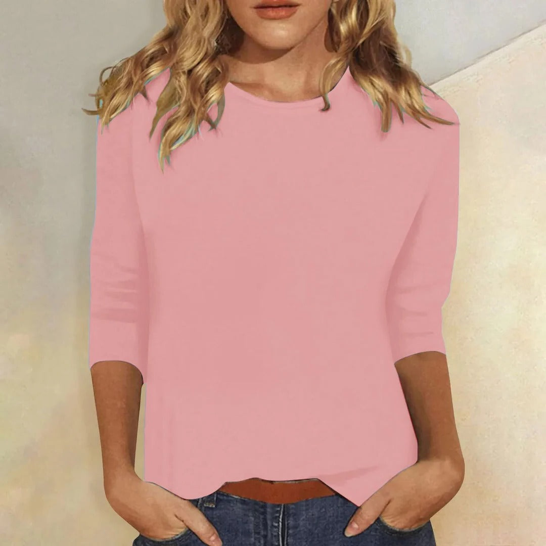 Tessa Women's Crew Neck 3/4 Sleeve Casual Everyday Top