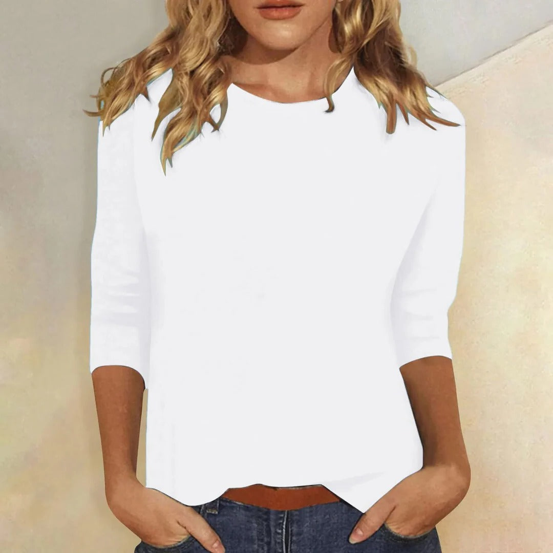 Tessa Women's Crew Neck 3/4 Sleeve Casual Everyday Top
