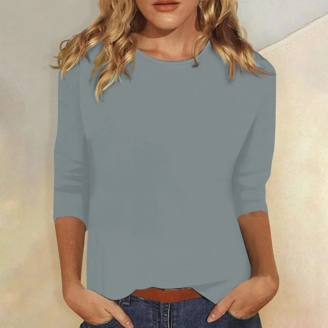 Tessa Women's Crew Neck 3/4 Sleeve Casual Everyday Top