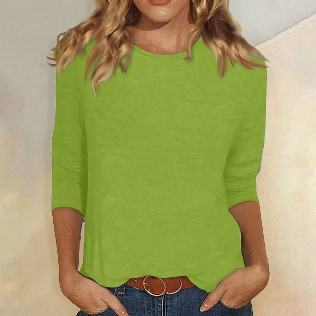 Tessa Women's Crew Neck 3/4 Sleeve Casual Everyday Top