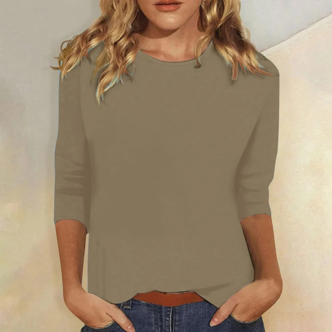 Tessa Women's Crew Neck 3/4 Sleeve Casual Everyday Top