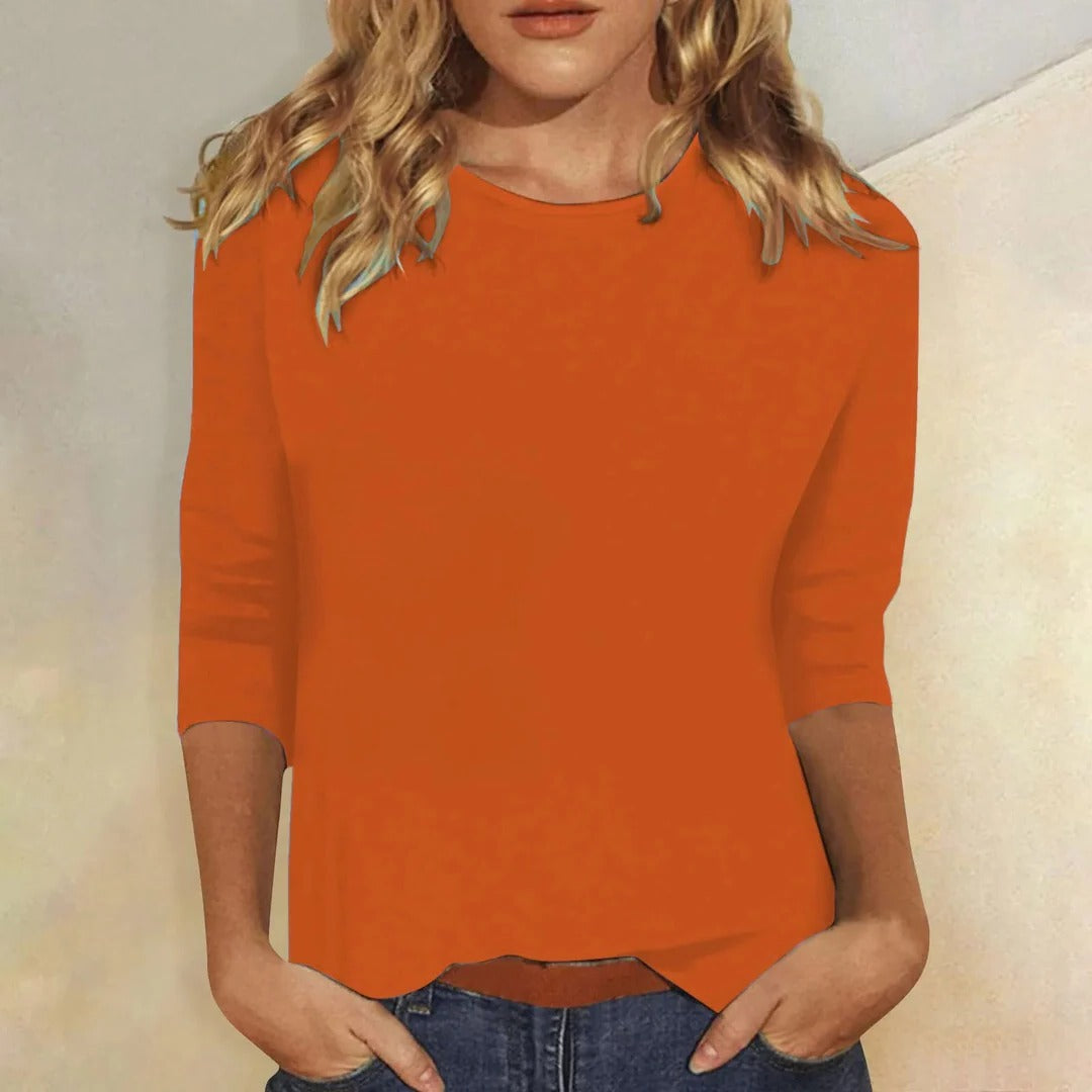 Tessa Women's Crew Neck 3/4 Sleeve Casual Everyday Top