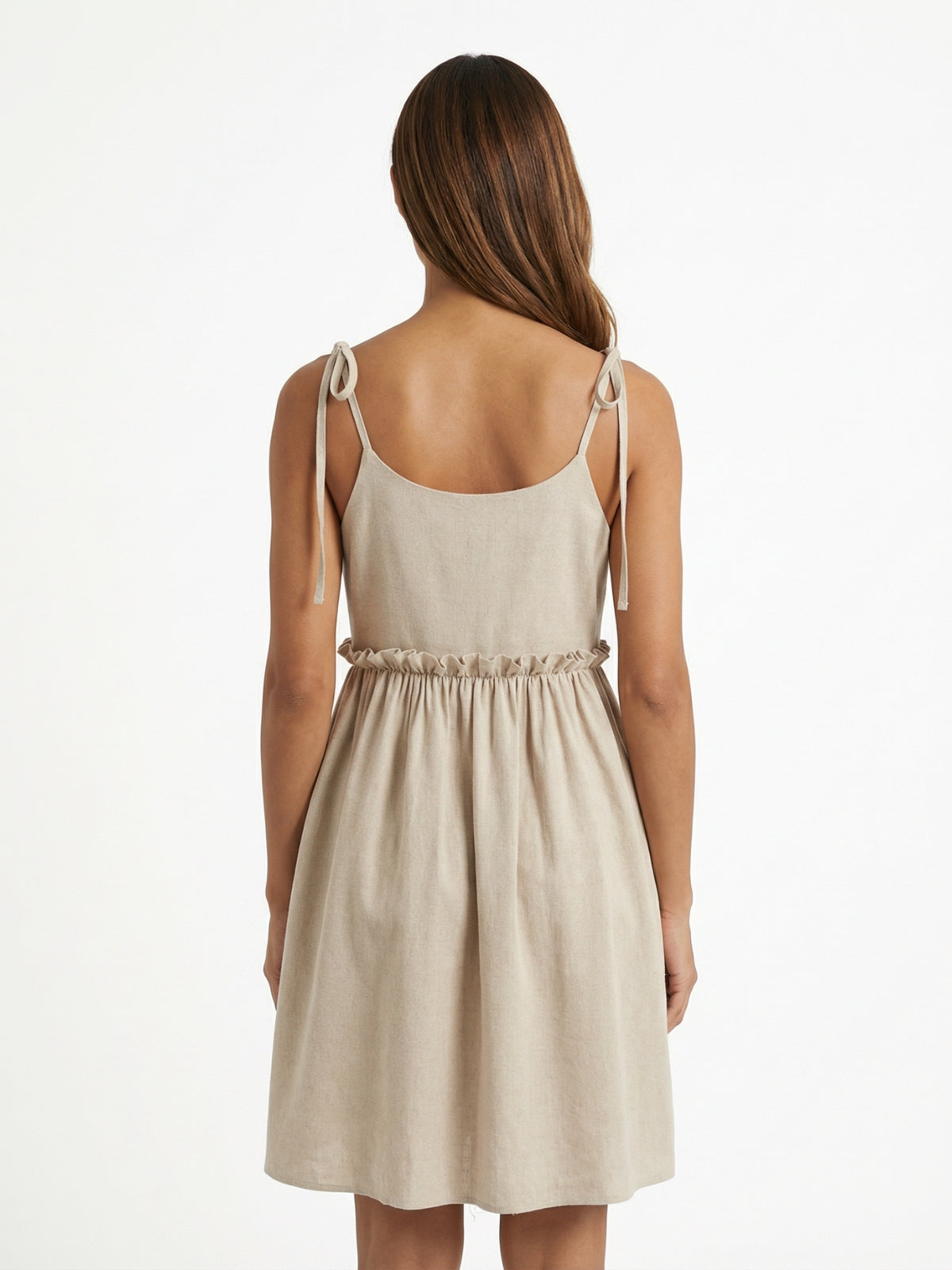 Tie-Shoulder Frill Mini Dress