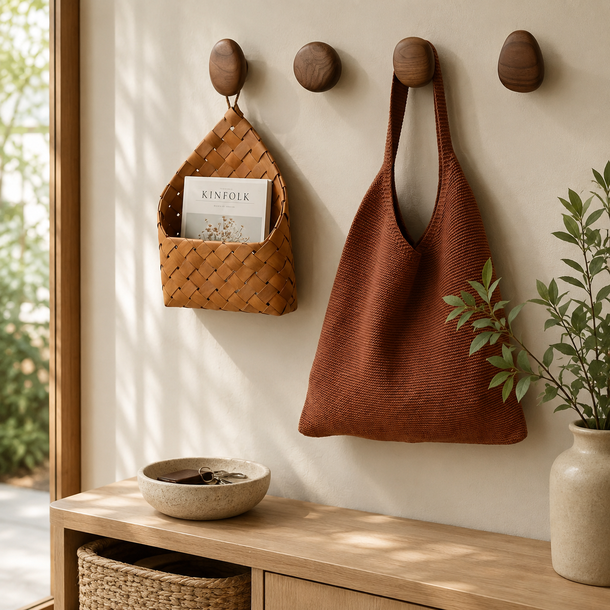 Wood Pebble Wall Hooks