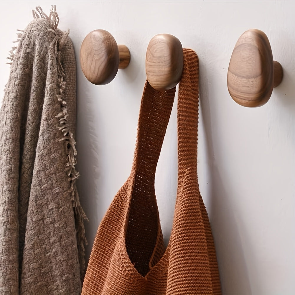 Wood Pebble Wall Hooks