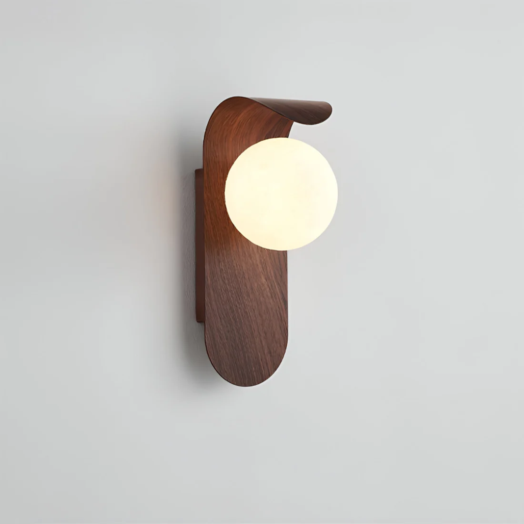 Wood and Glass Globe Wall Sconce