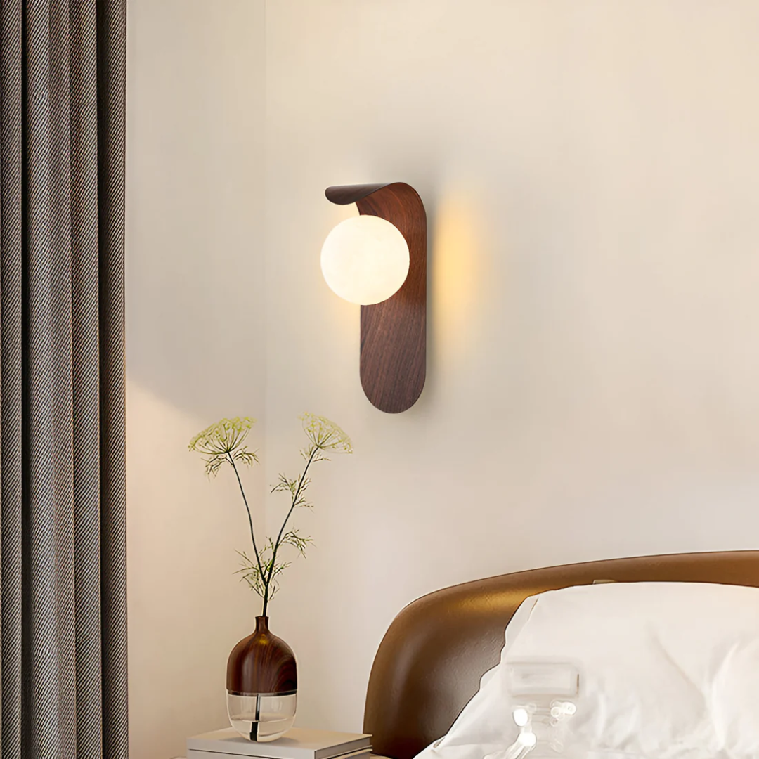 Wood and Glass Globe Wall Sconce