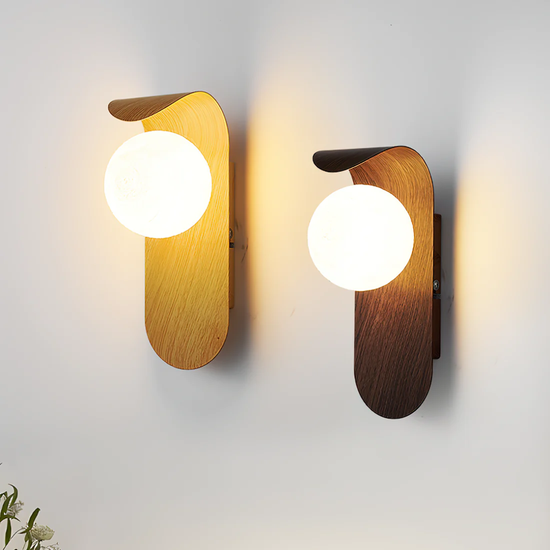Wood and Glass Globe Wall Sconce