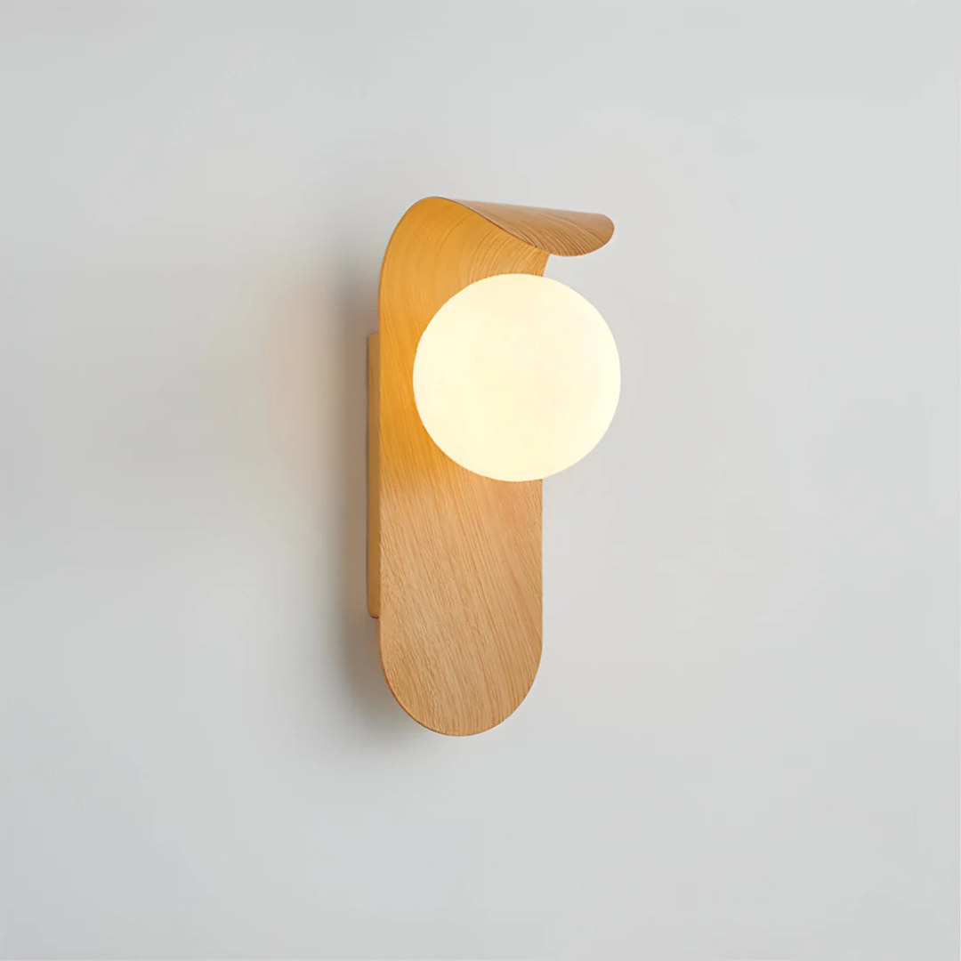 Wood and Glass Globe Wall Sconce