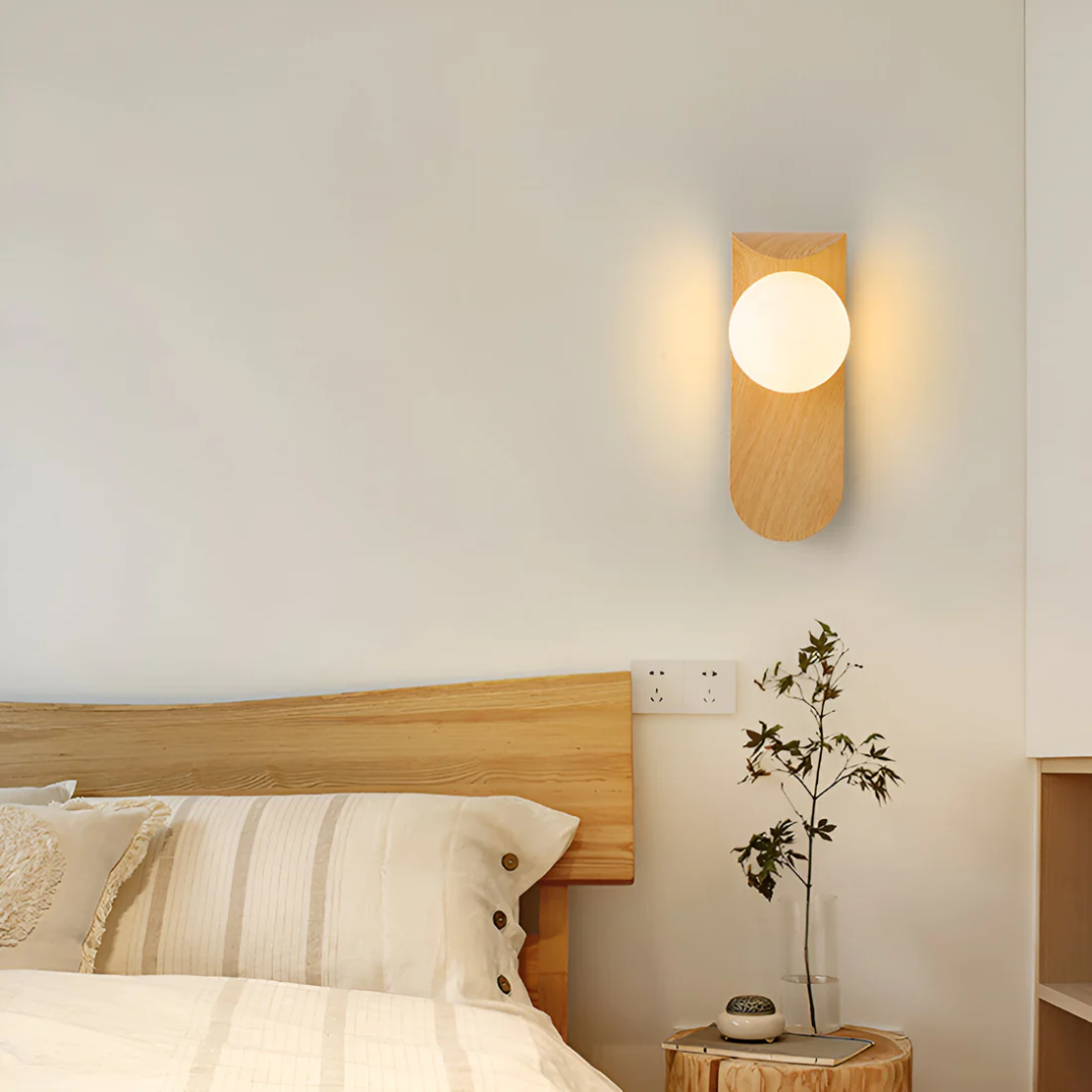 Wood and Glass Globe Wall Sconce