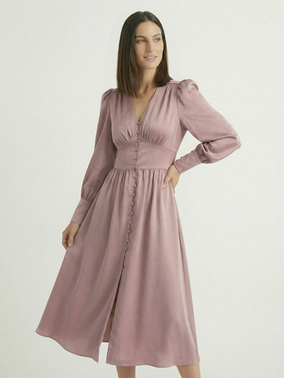 Puff Sleeve Midi Dress