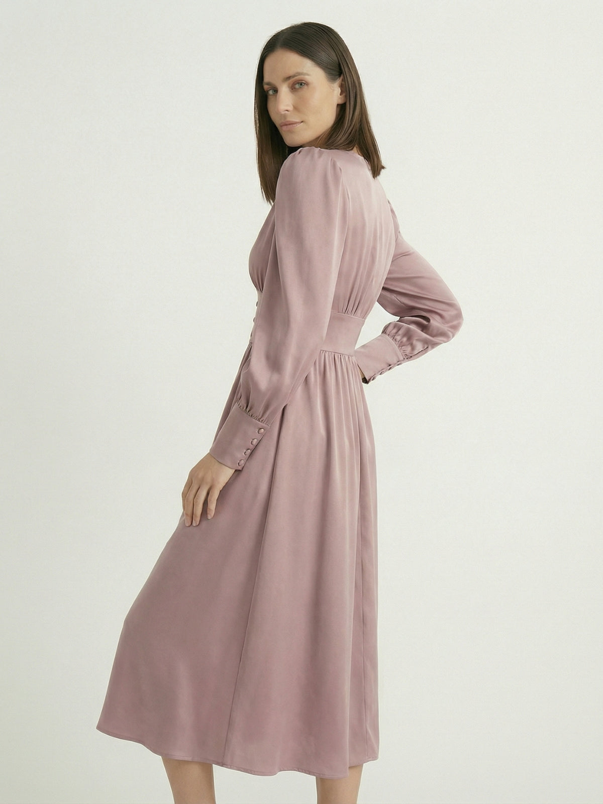 Puff Sleeve Midi Dress